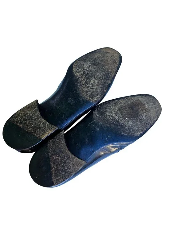 Star Artioli Vintage Handmade Italy Black Leather Horsebit Mens Loafers 9D - Picture 6 of 15